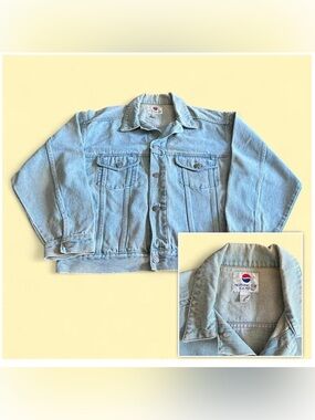 Vintage Pepsi Light Wash Denim Jacket Faded Trucker Men’s M USA Promo
